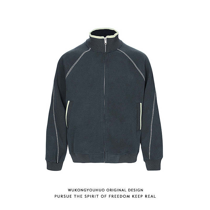 悟空有货潮牌美式复古撞色开衫立领卫衣男女春季情侣宽松百搭外套,男装,夹克,淘宝优惠券,粉丝福利购,淘宝优惠卷