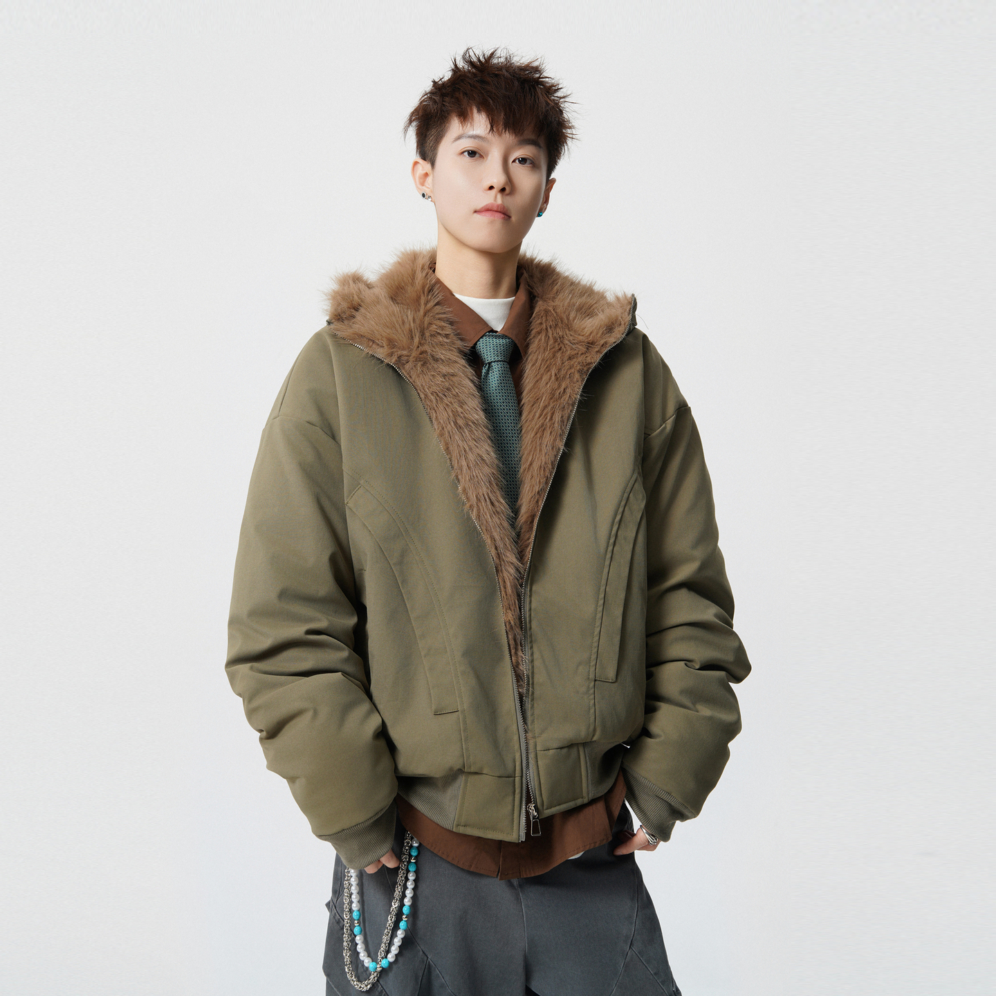 美式复古加绒座山雕外套男冬季