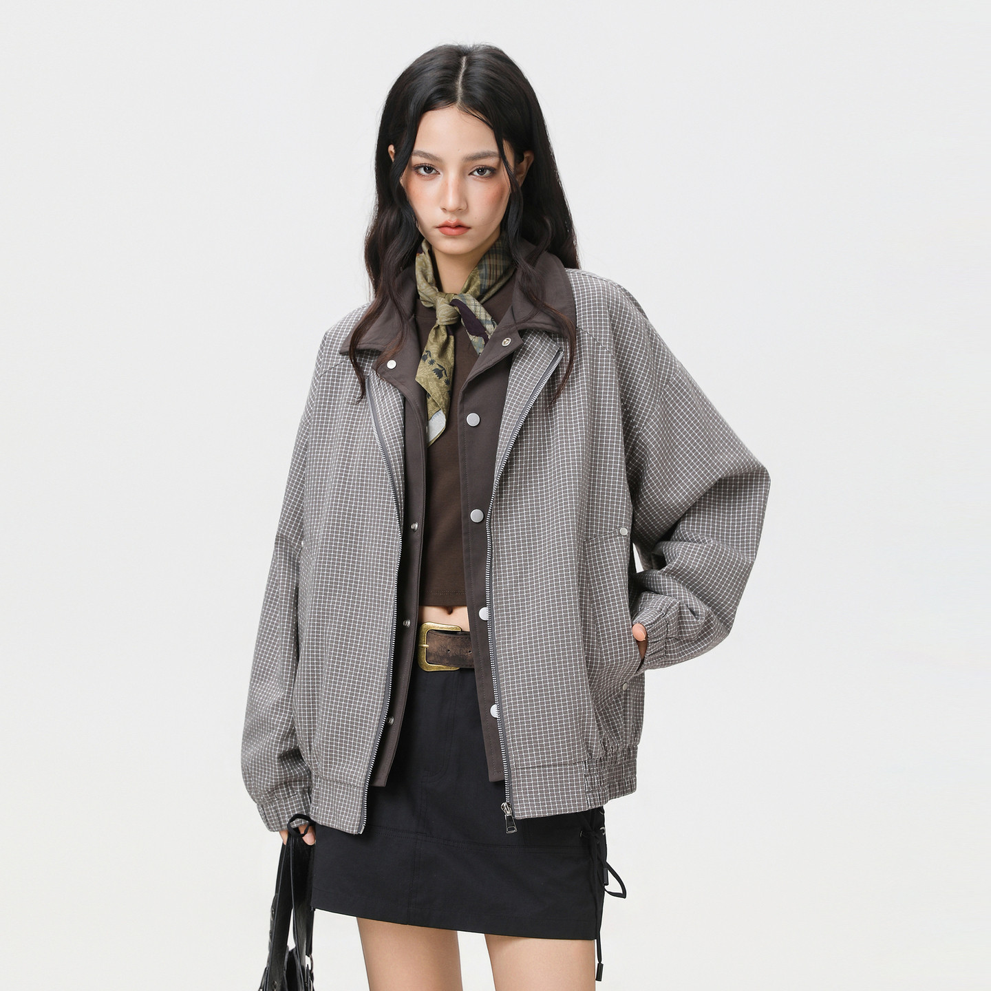 悟空有货潮牌格子假两件拼接翻领夹克男春季复古情侣宽松百搭外套,男装,夹克,淘宝优惠券,粉丝福利购,淘宝优惠卷