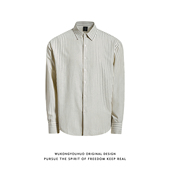 男春季 衬衫 宽松cleanfit休闲衬衣 复古竖条纹长袖 悟空有货潮牌美式