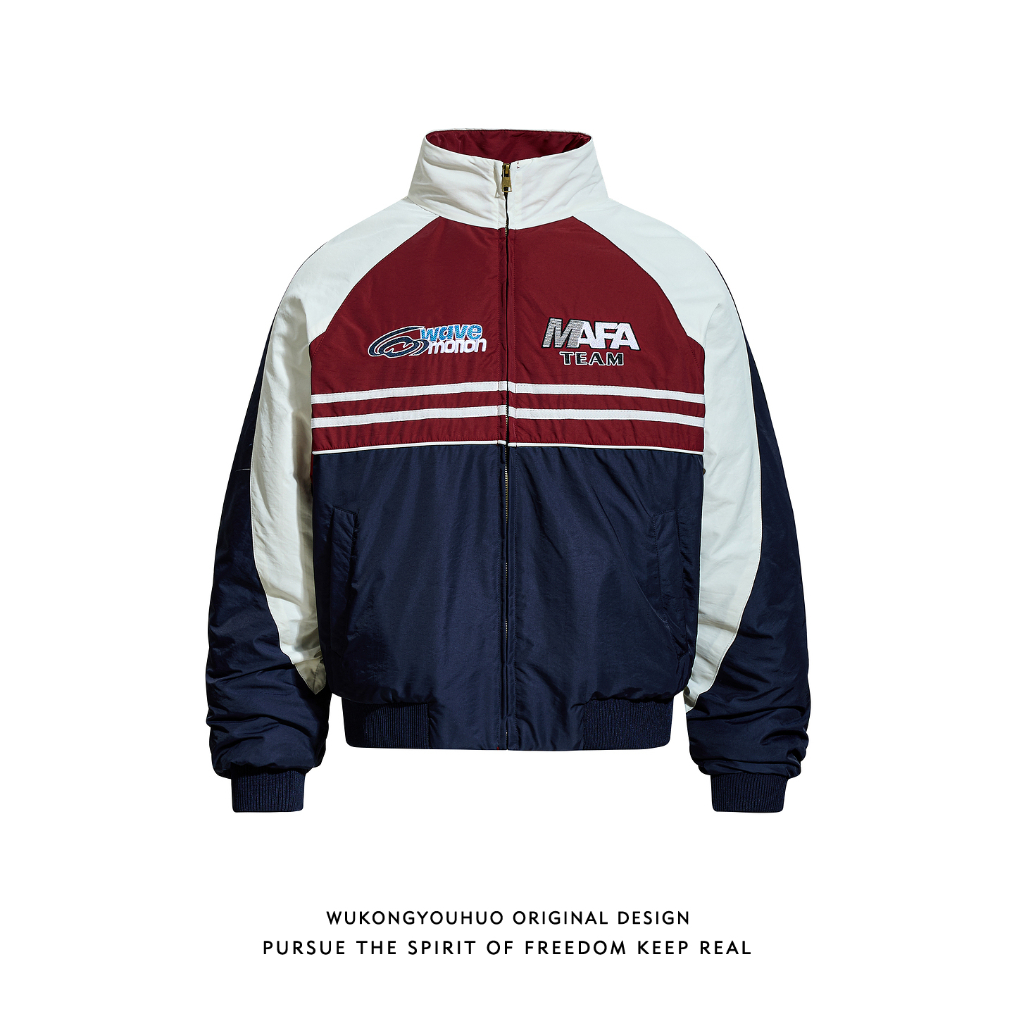 美式嘻哈拼色赛车服棉衣男潮牌