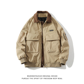 悟空有货日系复古大口袋工装 翻领夹克男春季 潮牌宽松情侣休闲外套