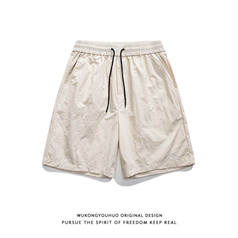 复古潮牌简约刺绣运动五分裤夏季