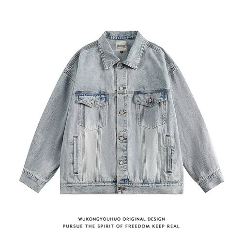 美式复古水洗牛仔夹克男女潮牌