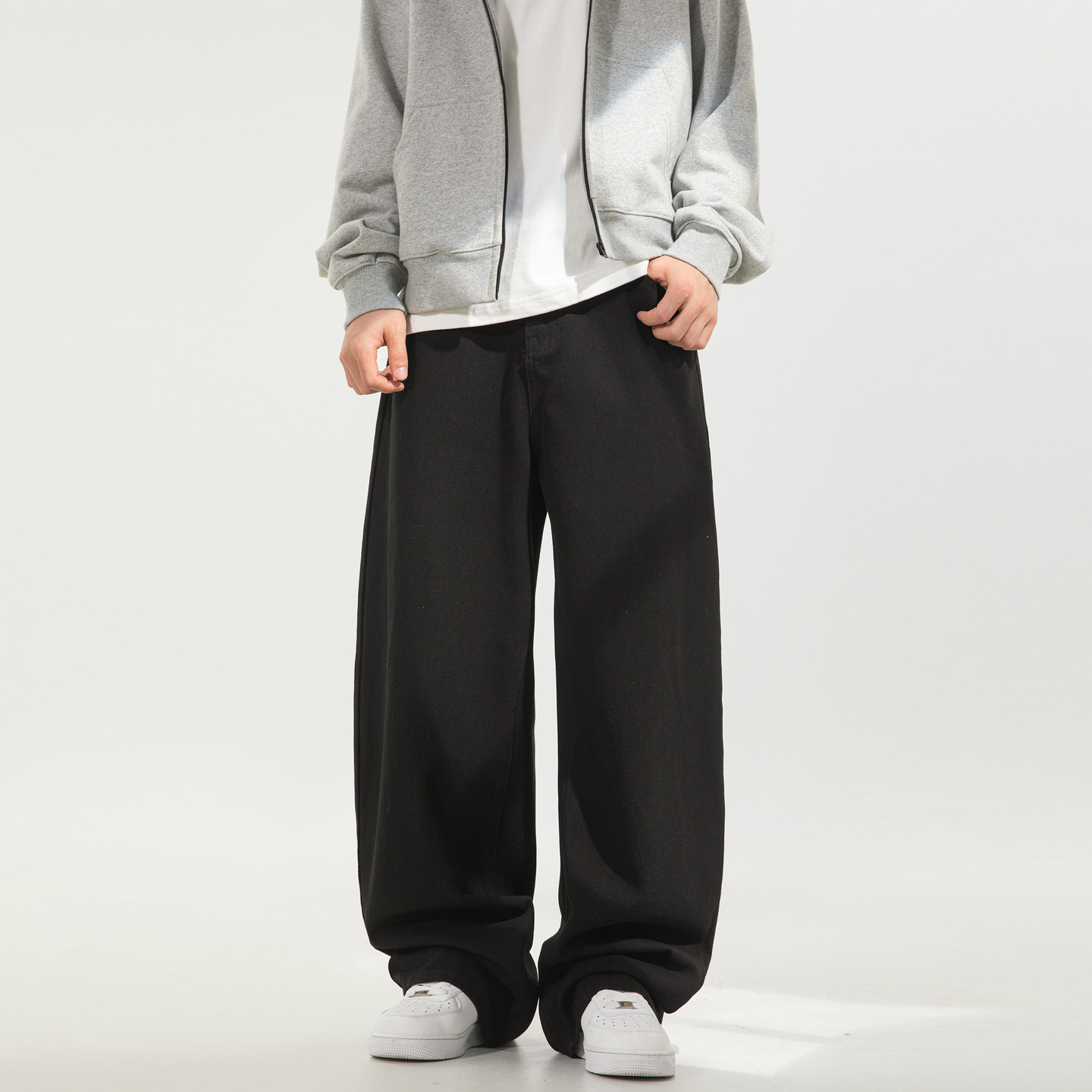 悟空有货潮牌简约纯色直筒弯刀卫裤男复古宽松情侣百搭阔腿休闲裤,男装,牛仔裤,淘宝优惠券,粉丝福利购,淘宝优惠卷