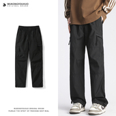 裤 男复古宽松潮流百搭休闲工装 机能风纯色直筒运动裤 悟空有货美式