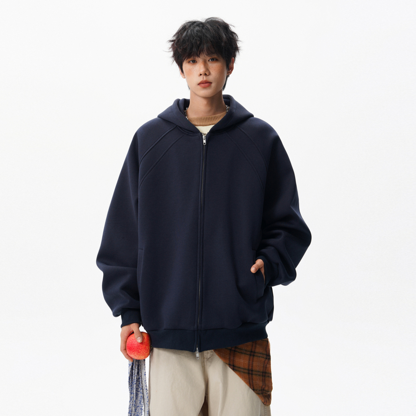 美式潮牌重磅解构开衫连帽卫衣