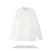 悟空有货秋冬简约纯色小高领德绒长袖 T恤男潮牌宽松基础百搭打底