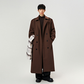 悟空有货复古中长款 呢料风衣男女潮牌高级感宽松情侣百搭大衣外套