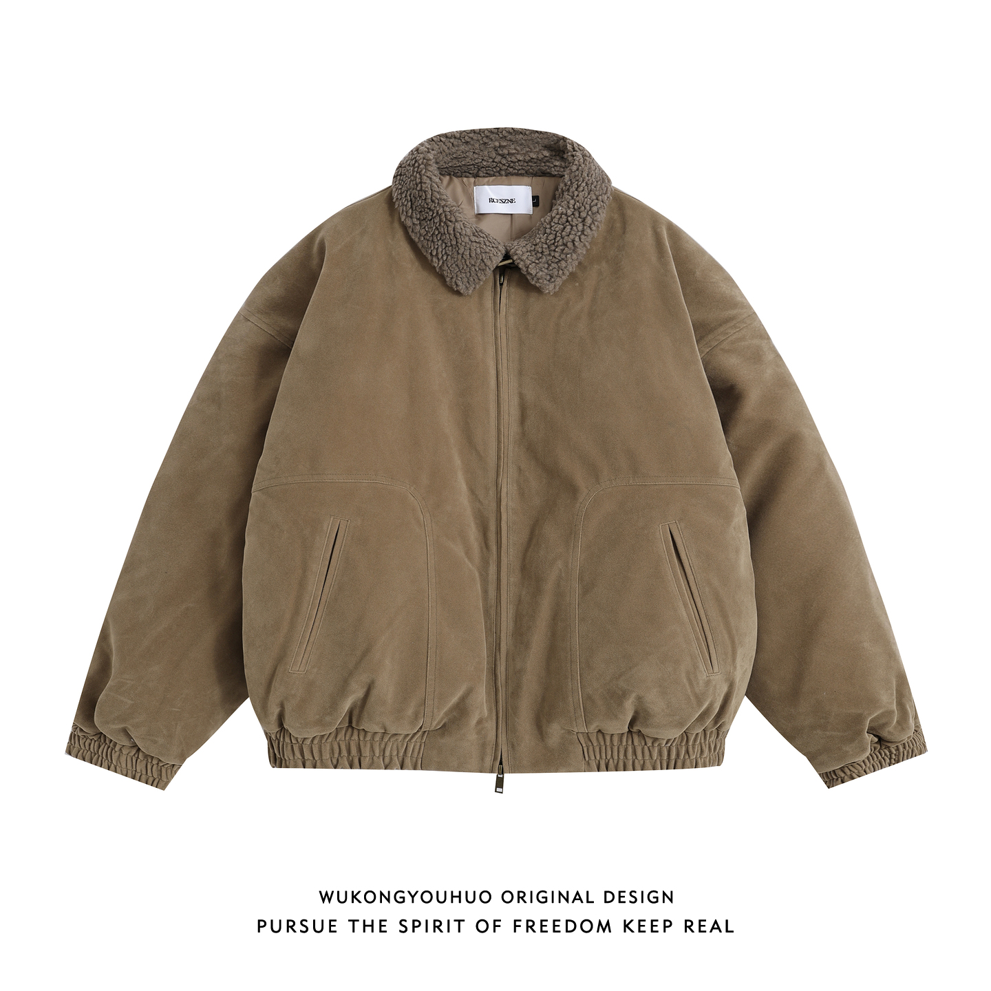 美式复古羊羔绒翻领棉衣男潮