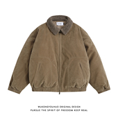 悟空有货美式 棉服外套 复古羊羔绒翻领棉衣男潮牌宽松夹棉保暖工装