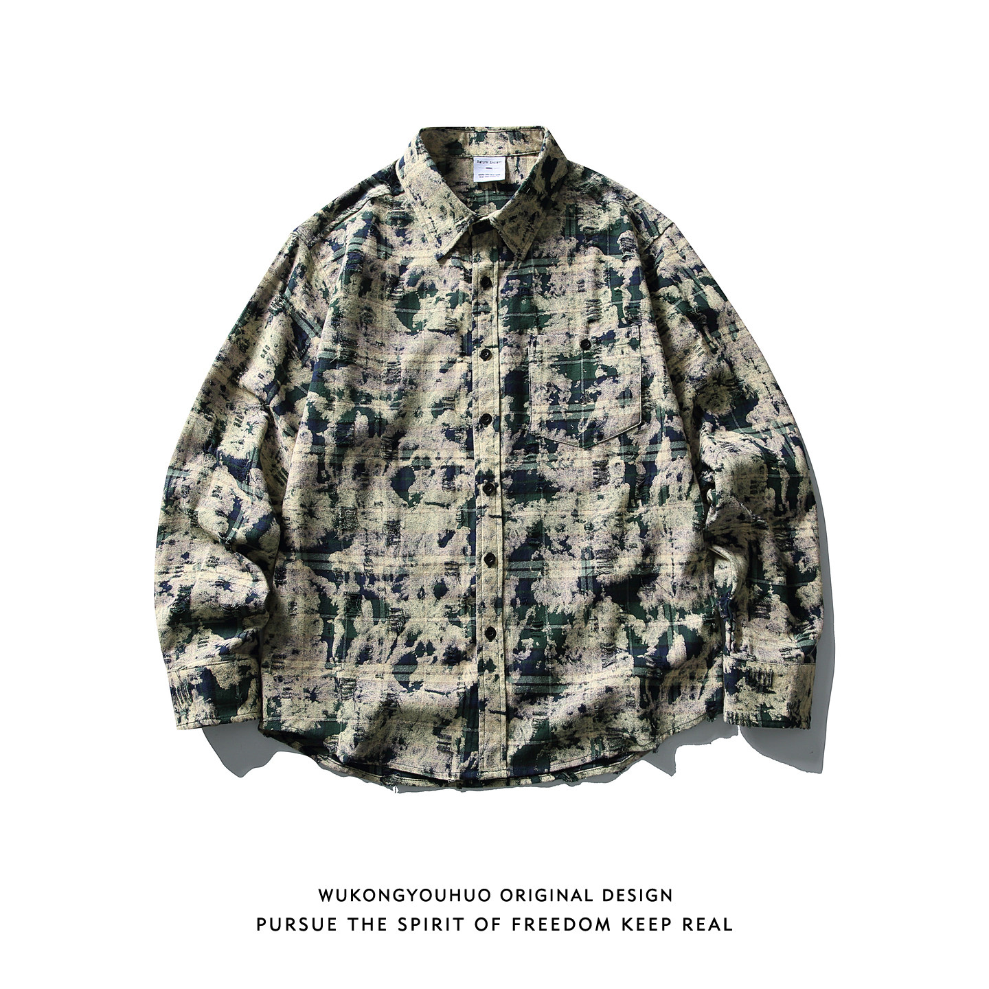 悟空有货潮牌美式扎染渐变工装翻领夹克男女宽松小众百搭休闲外套,男装,夹克,淘宝优惠券,粉丝福利购,淘宝优惠卷