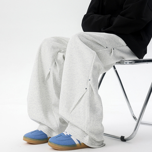 男女复古宽松情侣百搭休闲长裤 悟空有货潮牌美式 解构拼接弯刀卫裤