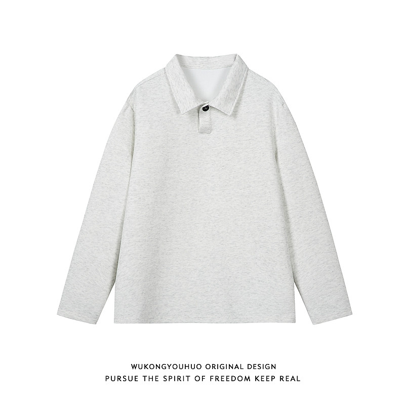 悟空有货潮牌春季简约纯色纽扣长袖POLO衫男宽松基础百搭休闲T恤,男装,Polo衫,淘宝优惠券,粉丝福利购,淘宝优惠卷