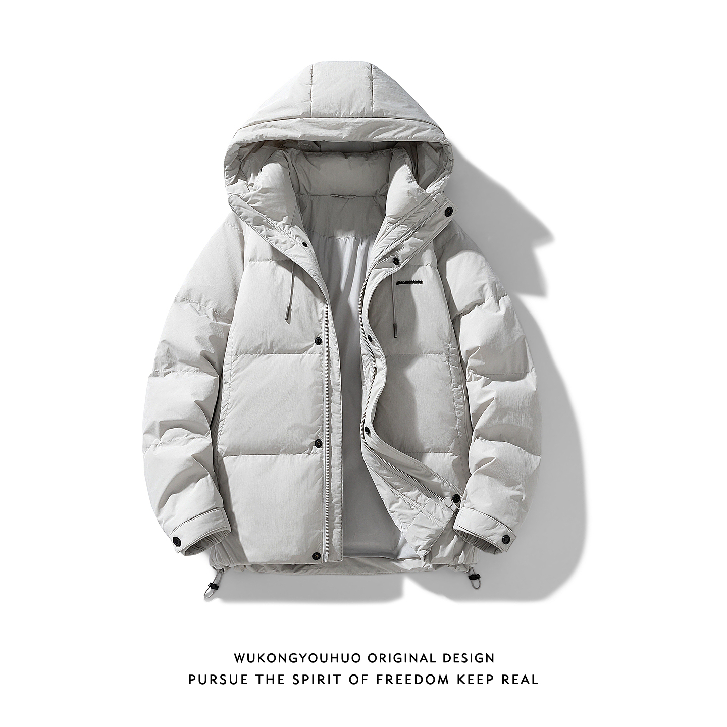 冬季潮牌加厚连帽羽绒服男复古