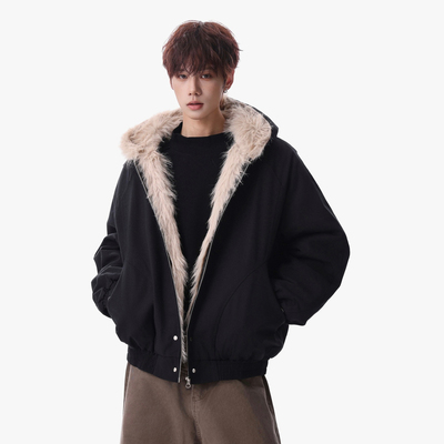 美式高街cleanfit座山雕连帽棉服