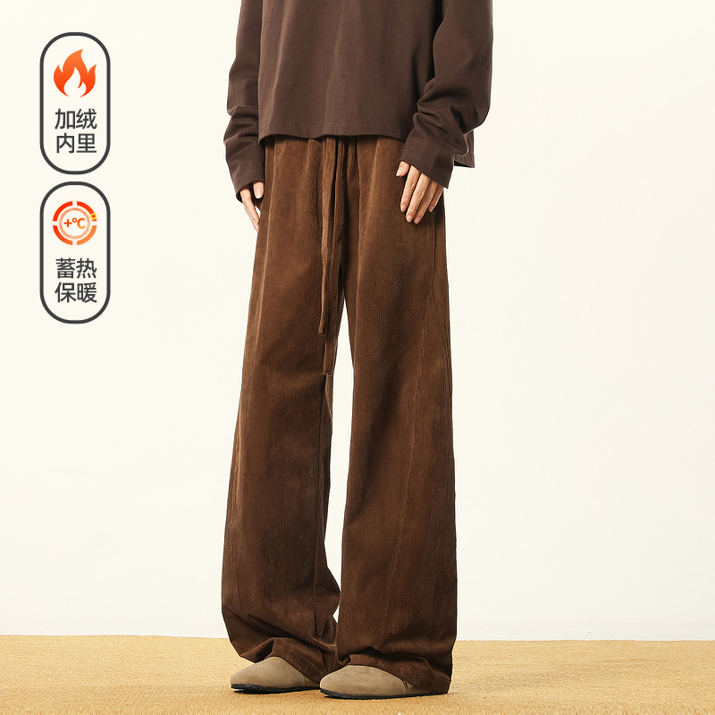 复古灯芯绒直筒弯刀裤男冬季