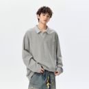 悟空有货复古格纹假两件拼接翻领卫衣男女秋季 宽松撞色休闲POLO衫