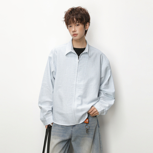 男复古宽松情侣休闲衬衣外套 衬衫 悟空有货春季 潮牌日系竖条纹长袖