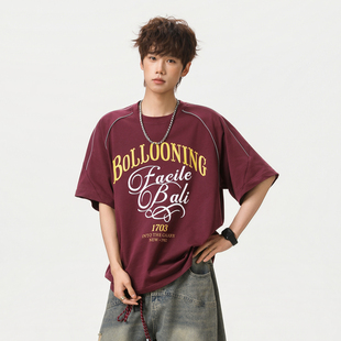 悟空有货欧美嘻哈字母印花短袖 T恤男潮牌bf风宽松情侣休闲百搭tee