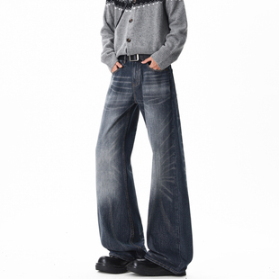 男街头宽松cleanfit百搭长裤 悟空有货潮牌美式 做旧水洗直筒牛仔裤