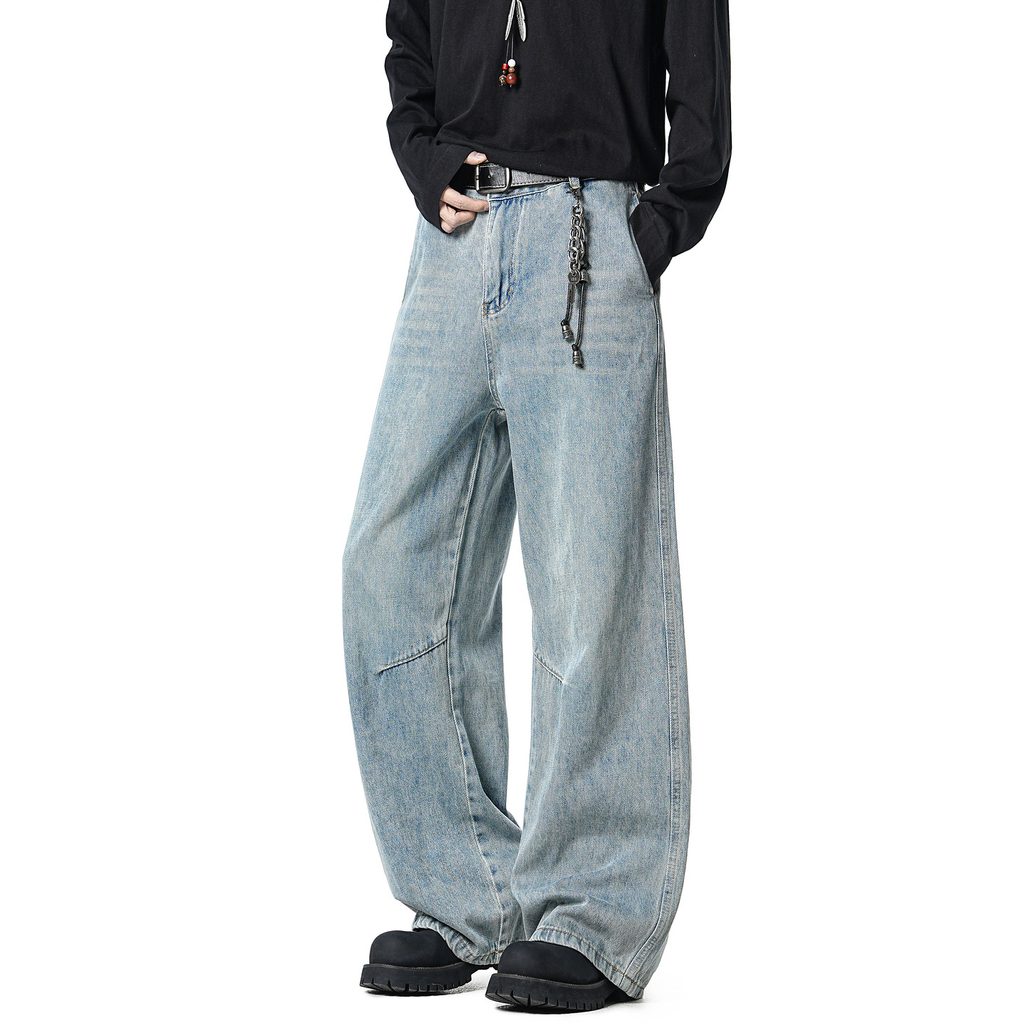 悟空有货潮牌美式水洗做旧直筒牛仔裤男复古宽松潮流百搭阔腿长裤,男装,牛仔裤,淘宝优惠券,粉丝福利购,淘宝优惠卷