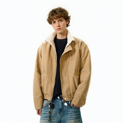 复古bomber立领飞行夹克棉衣男