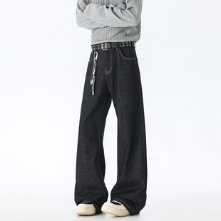 男复古宽松cleanfit百搭长裤 悟空有货潮牌美式 丹宁原色直筒牛仔裤