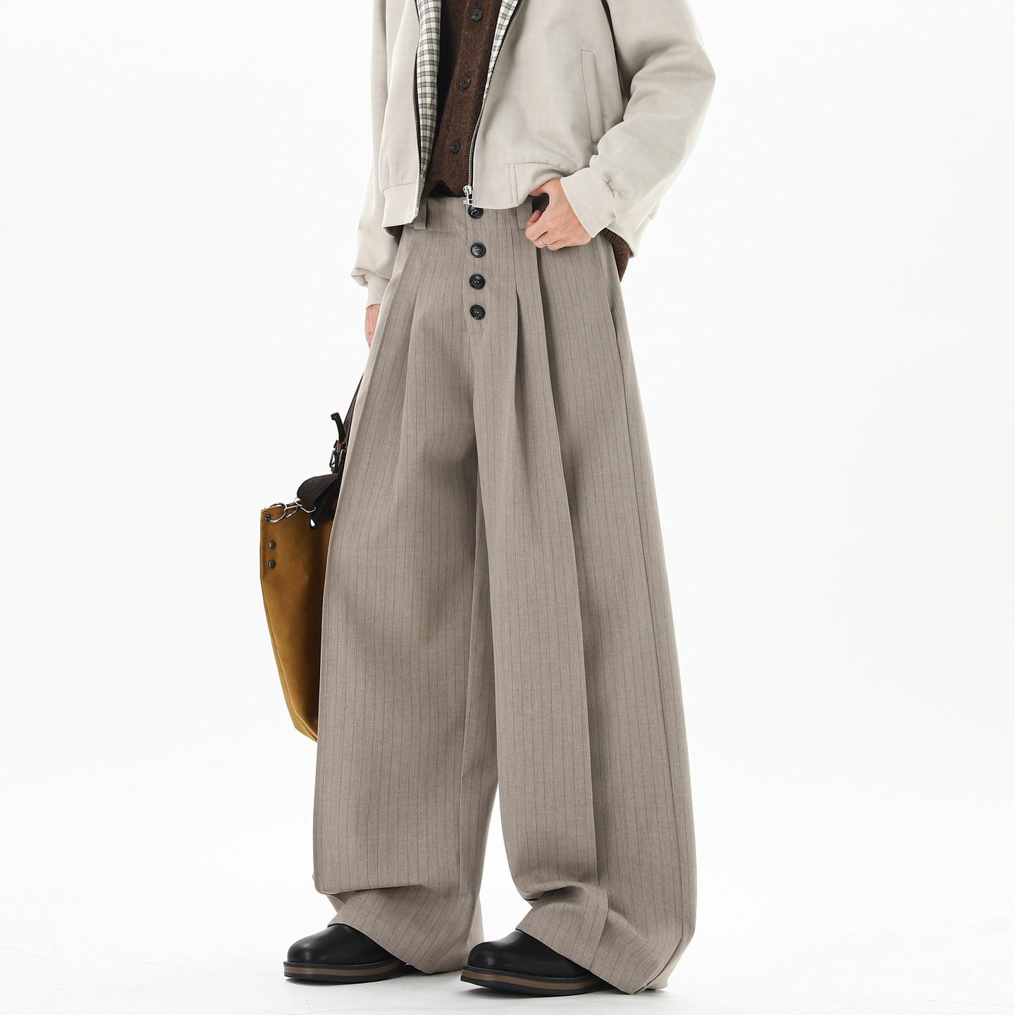 悟空有货潮牌高级感条纹垂感直筒西裤男美式宽松百搭阔腿休闲长裤,男装,西裤,淘宝优惠券,粉丝福利购,淘宝优惠卷