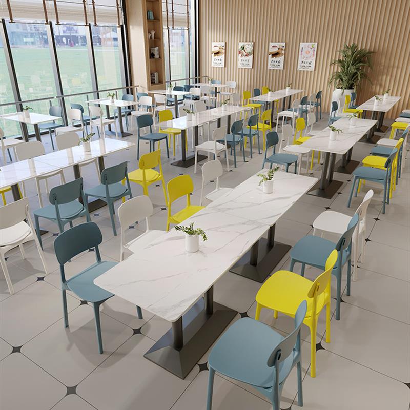 公司员工食堂学校餐厅餐饮食堂小吃快餐奶茶店面馆桌椅组合商业