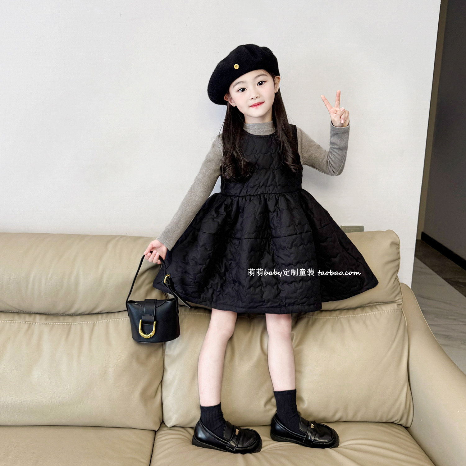 女童洋气后背绑带无袖夹棉背心裙2025冬季新款小女孩韩版连衣裙子,童装/婴儿装/亲子装,连衣裙,淘宝优惠券,粉丝福利购,淘宝优惠卷