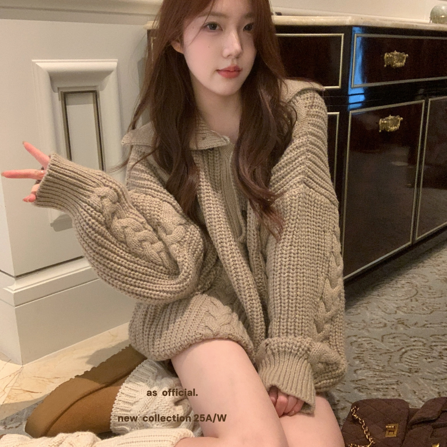 AS OFFICIAL-daily线才是主旋律—低调品·牛角扣麻花保暖毛衣