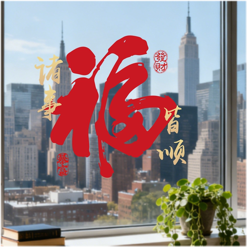 福字贴马年2026新款窗花静电贴纸过年春节装饰用品玻璃门贴年画