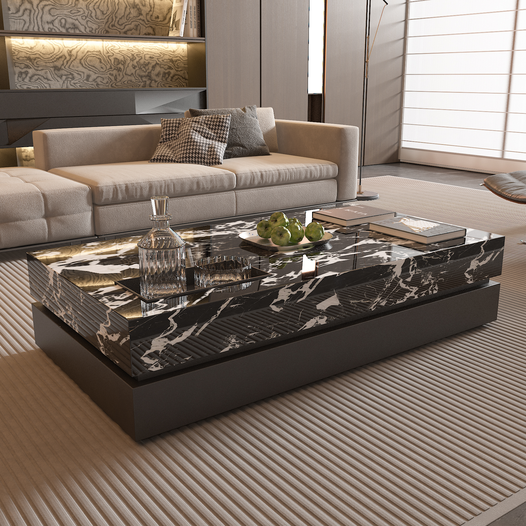 岩板茶几意式极简现代轻奢方形