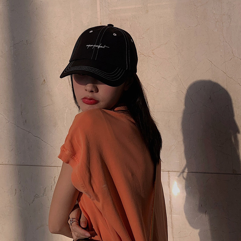 CENCE KAER FRENCH VERSATILE EMBROIDERED LETTER BASEBALL CAP WOMENS SPRING|SUMMER SOFT CAP MENS SUNSCREEN CAP