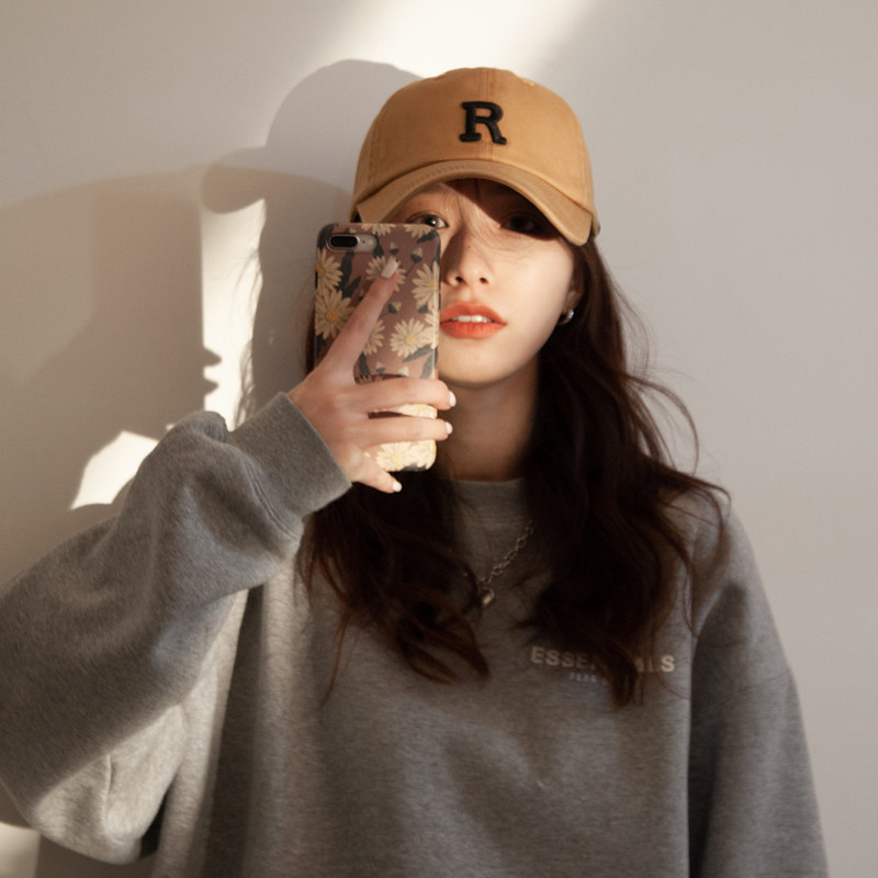 CENCE KAER FRENCH CASUAL SIMPLE BIG LETTER CAP FOR GIRLS IN SPRING AND SUMMER VERSATILE FACE SHOW SMALL BASEBALL CAP