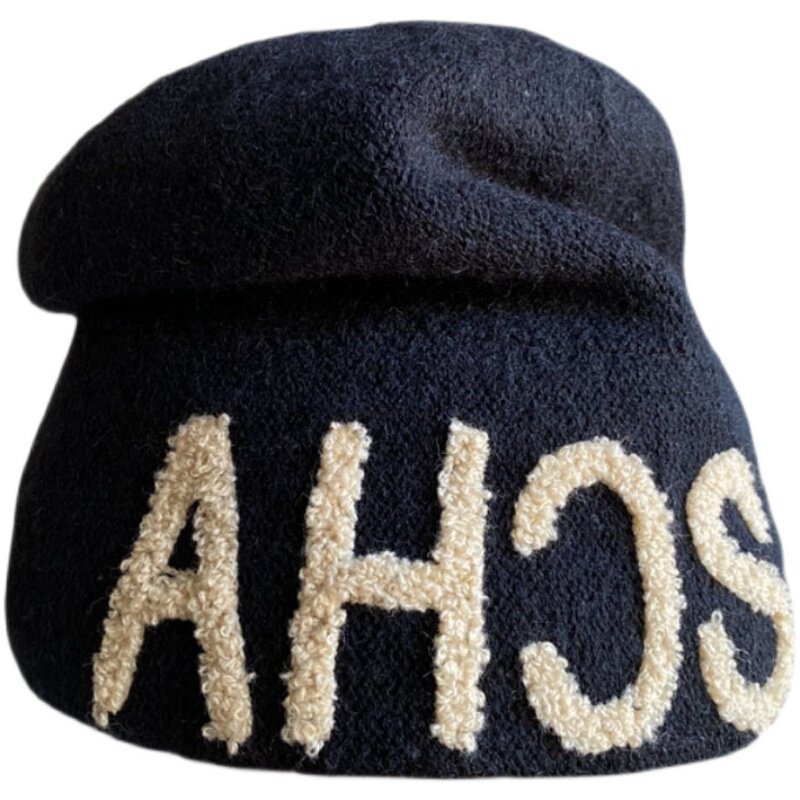 CENCE KAER IS FULL OF CHARM FACE COVERING FASHIONABLE CASUAL LETTERS TOE EAR PROTECTORS WOOL KNITTED BEANIE