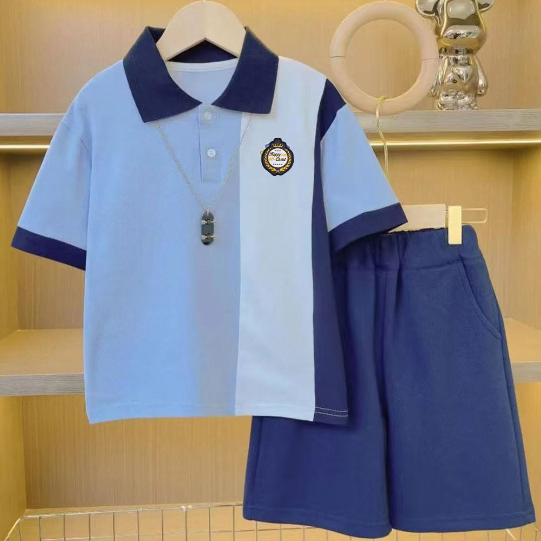 男童短袖polo衫上衣中裤两件套装初高中学生衣服夏季薄款女童校服