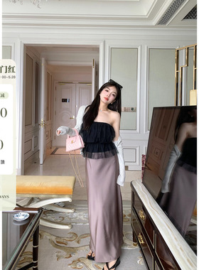 AeoAlways【丝滑触感】缎面半身裙女新款夏小个子微鱼尾包臀长裙