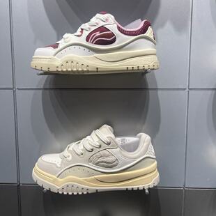 李宁休闲鞋女2025冬季新款布欧低帮时尚潮流系列运动板鞋AGCV464