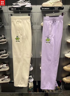 李宁X怪兽大学运动裤2023冬季女子直筒加绒保暖长裤卫裤AKLT818