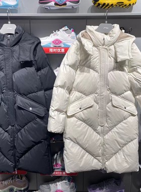 李宁长款羽绒服2023冬新款女子时尚潮流宽松连帽保暖外套 AYMT116