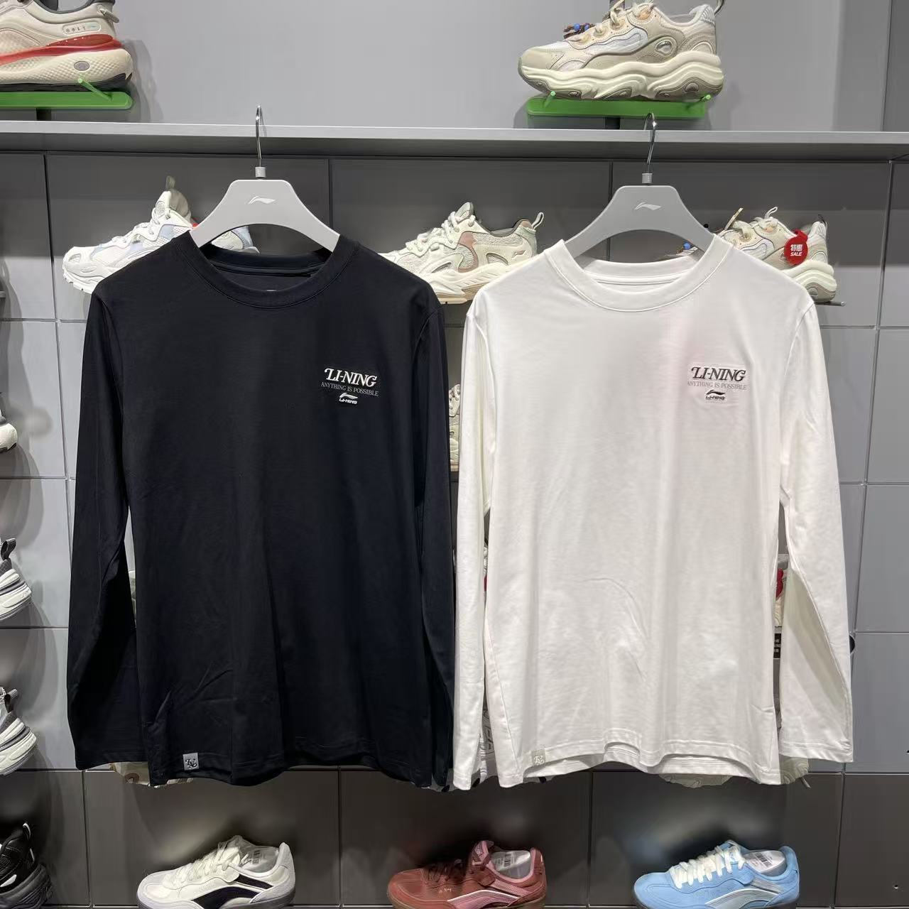 李宁运动T恤男子舒适套头长袖