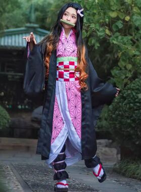 鬼灭之刃cos服祢豆子儿童祢豆子cosplay服装竹筒弥豆子cos服cos女