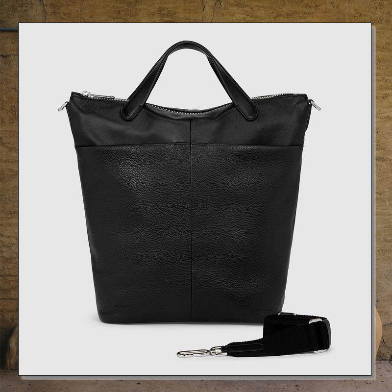 ecco爱步女士包袋textureblock托特包黑色大容量时尚休闲包周末包