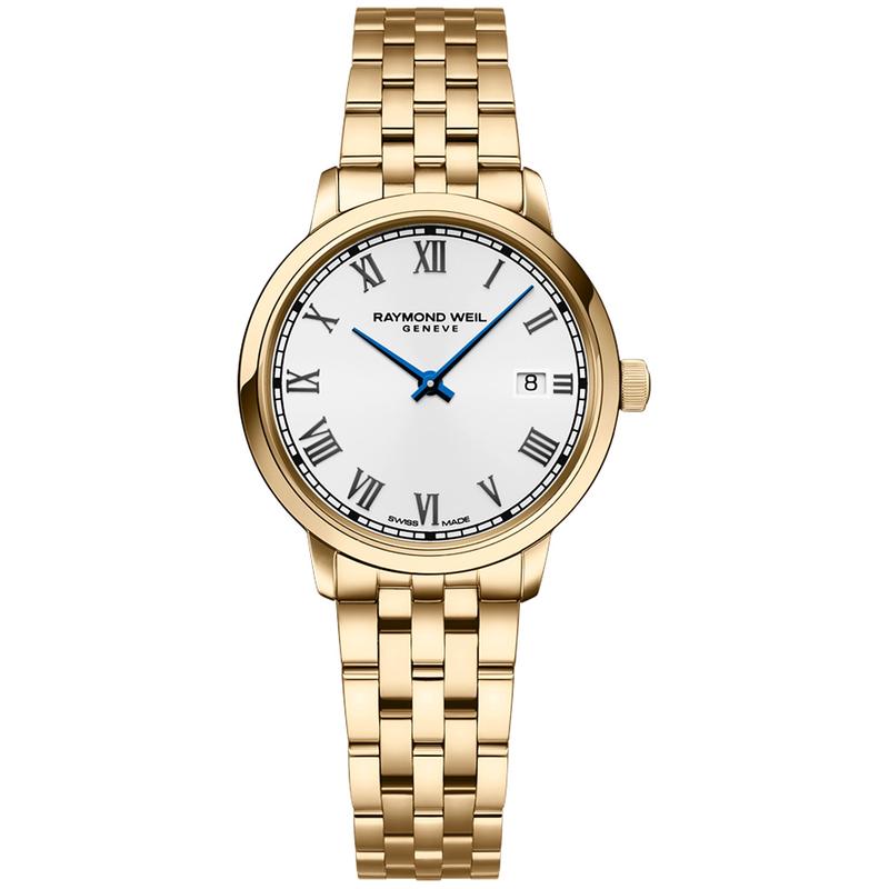 Raymond weil/雷蒙威女款瑞士腕表mm白盘日期窗石英表带防滑防水