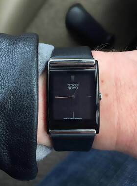 正品日本西铁城 citizen BL6005-01E 光动能男表黑色长方形手表男