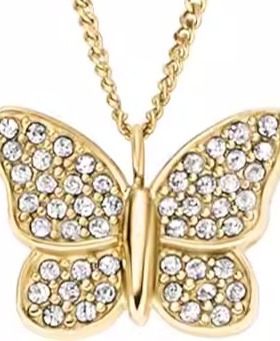 代购Fossil化石项链女士轻奢满钻蝴蝶项链精致百搭新年情人节礼物