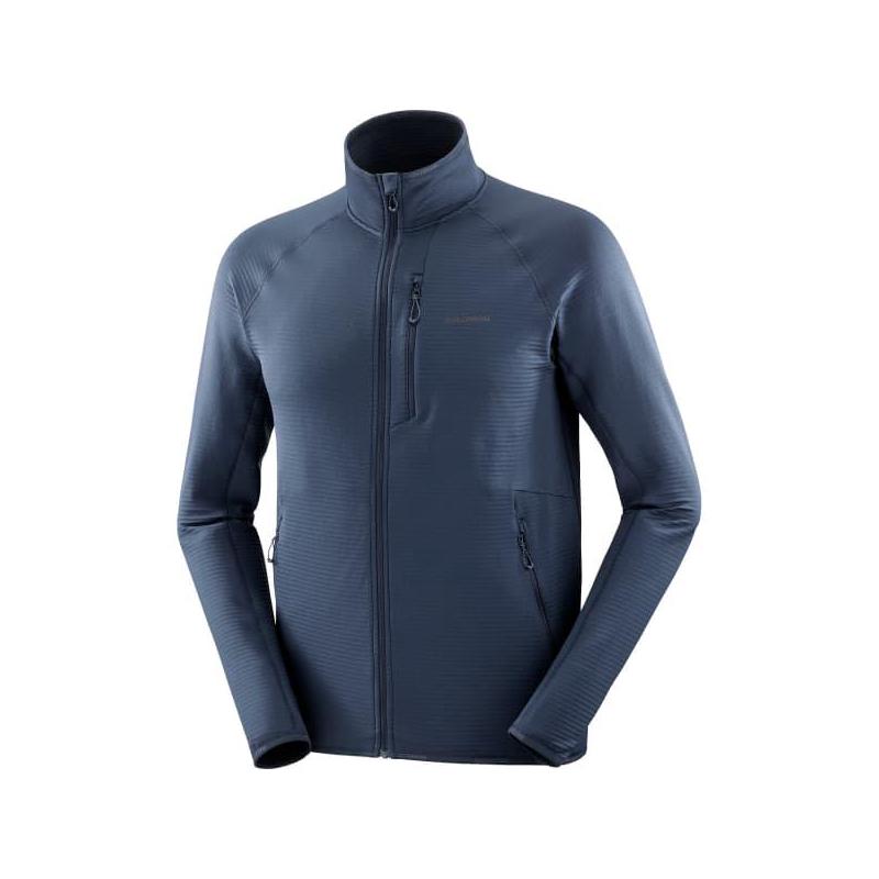 代购SALOMON萨洛蒙男士抓绒衣保暖透气保暖衣立领长袖户外上衣