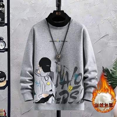 以纯半高领卫衣男款潮加绒青少年